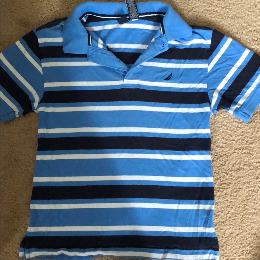 Nautica striped blue Polo size Youth Medium 10-12